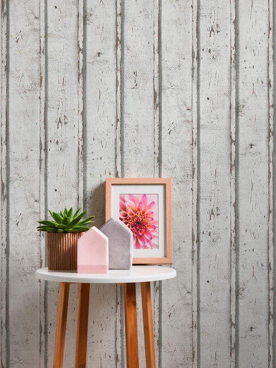Unyqoos® Fotorealistisch vliesbehang met vintage houtlook voor maritieme sfeer