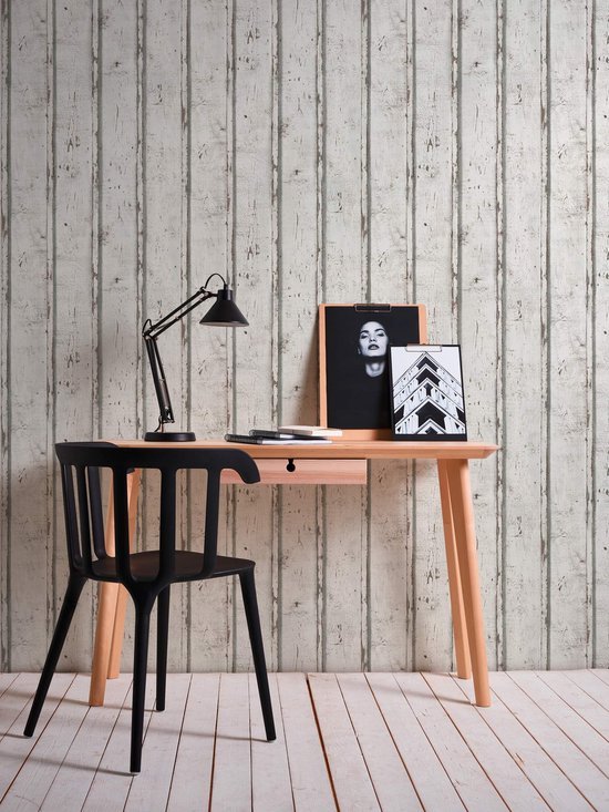 Unyqoos® Fotorealistisch vliesbehang met vintage houtlook voor maritieme sfeer