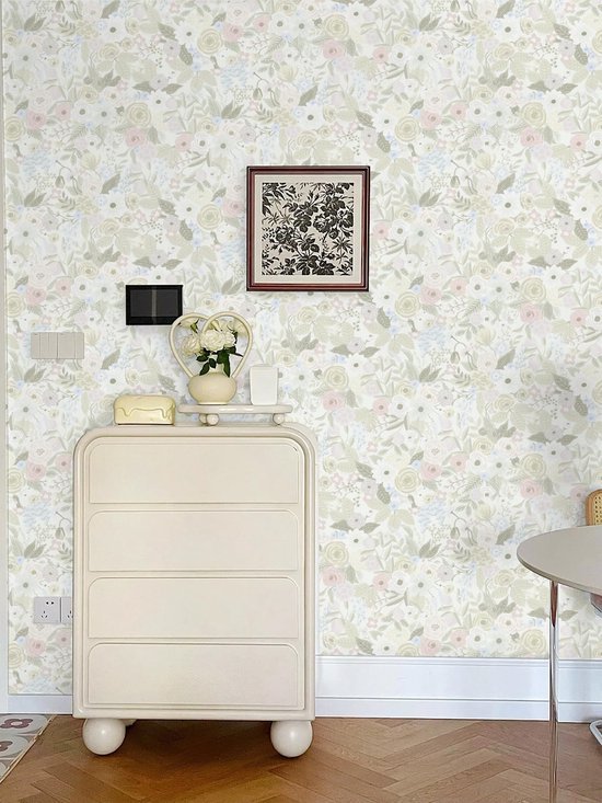 Unyqoos® Vintage Bloemenbehang Zelfklevend Vinyl voor Diverse Interieurtoepassingen, 44 x 300 cm, Beige