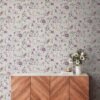 Unyqoos® Hoogwaardig vliesbehang met bloem- en bladmotief in landelijke stijl