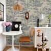 Unyqoos® Zelfklevend vintage behang met dieren en planten in beige en blauw