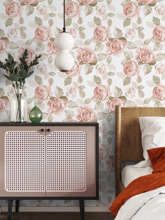 550x733-71.jpg Unyqoos® Roze en witte zelfklevende decoratieve folie met bloemenpatroon voor elke ruimte
