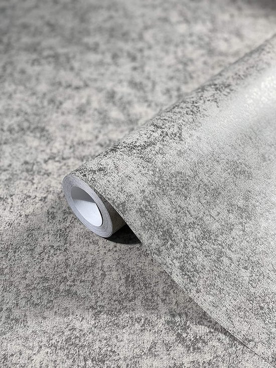 Unyqoos® Modern grijs zilver vliesbehang met metallic afwerking voor elke kamer