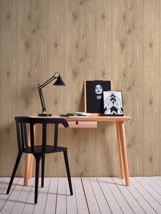 Unyqoos® Fotorealistisch vliesbehang in houtlook voor sfeervolle wanddecoratie
