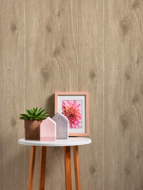 Unyqoos® Fotorealistisch vliesbehang in houtlook voor sfeervolle wanddecoratie