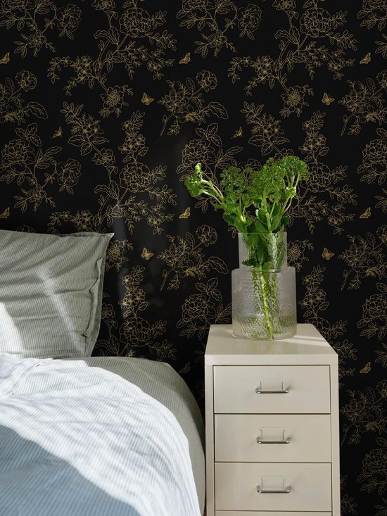 550x733-88.jpg Unyqoos® Zelfklevend vinyl behang met bloemen en vlinders voor elegante inrichting 44 cm x 10 m