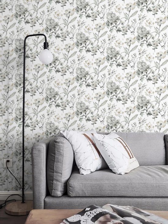 550x733-89.jpg Unyqoos® Stijlvol zelfklevend bloemenbehang in grijs en wit voor interieurdecoratie 41 cm x 5 m