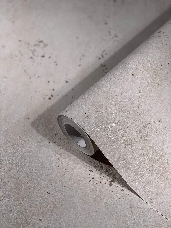 Unyqoos® Industrieel vliesbehang met betonlook in wit, beige en grijs tinten 10,05 x 0,53 m