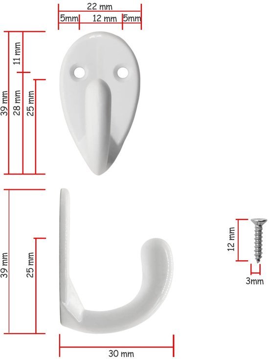 550x734-12.jpg Unyqoos® Set van 6 witte ijzeren kledinghaken voor garderobe en interieurdecoratie