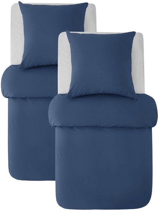 Unyqoos® Comfortabele en Ademend Katoenen Beddengoedset met Ritssluiting, Blauw, 135 x 200 cm, 4-delig