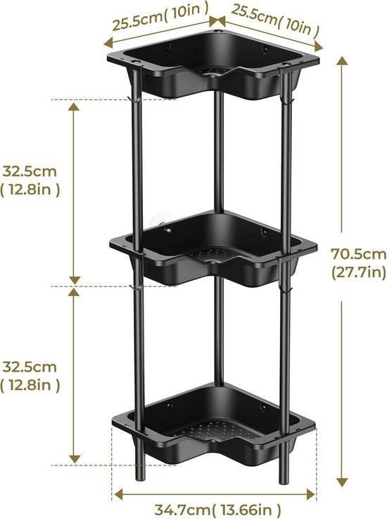550x736-1.jpg Unyqoos® Vrijstaand zwart badkamerrek met haken en roestvrij metalen ontwerp