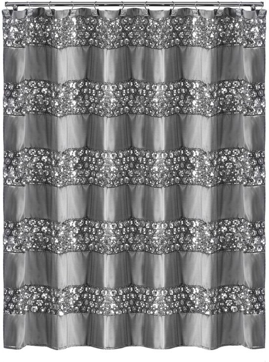 Unyqoos® Glinsterend zilverkleurig douchegordijn met modern en stijlvol design