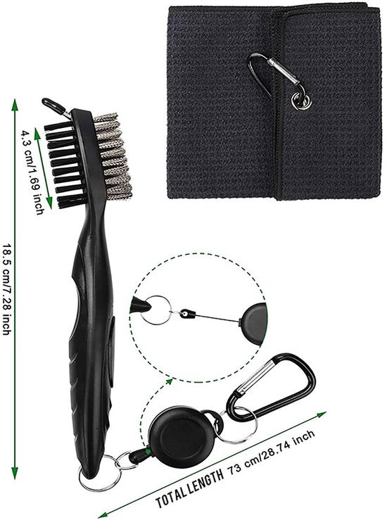 Unyqoos® Complete Golf Accessoires Set met Borstel, Handdoek en Reinigingsgereedschap voor Clubonderhoud