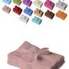 550x741-2.jpg Unyqoos® Luxueuze Handdoekenset van 4 Stuks in Roze met Decoratieve Ingeweven Rand en Strikverpakking