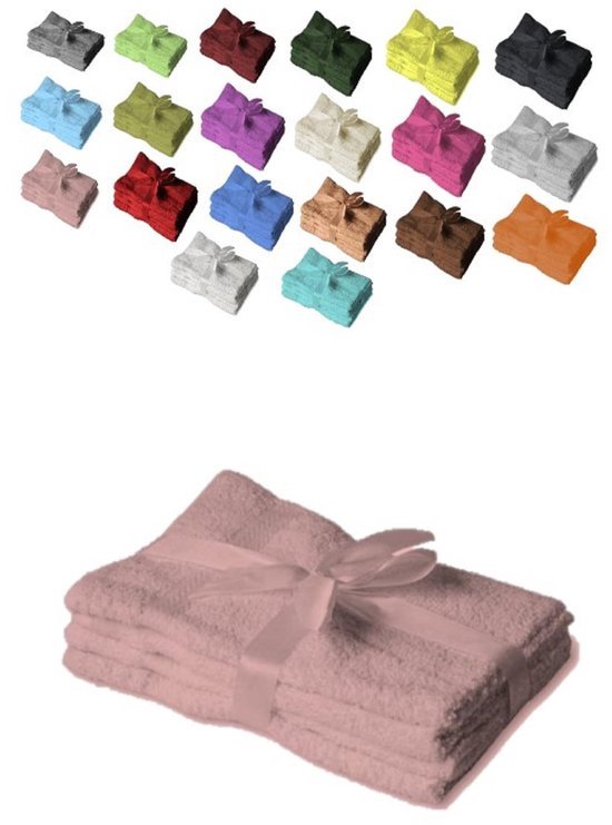 550x741-2.jpg Unyqoos® Luxueuze Handdoekenset van 4 Stuks in Roze met Decoratieve Ingeweven Rand en Strikverpakking