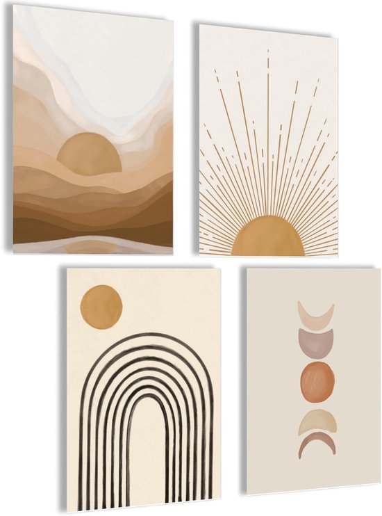 Unyqoos® Set van Abstracte Boho Wandposters voor Diverse Interieurs en Kamers 21 x 30 cm