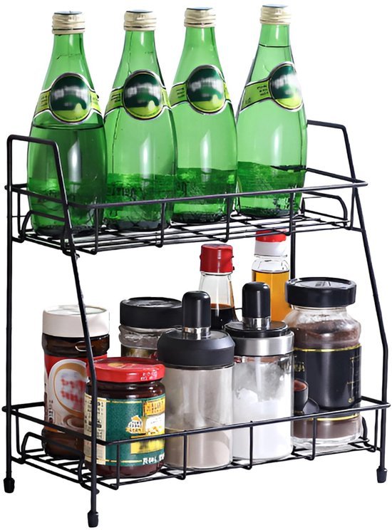 Unyqoos® Ruimtebesparend Metalen Keukenrek met Twee Niveaus voor Organisatie