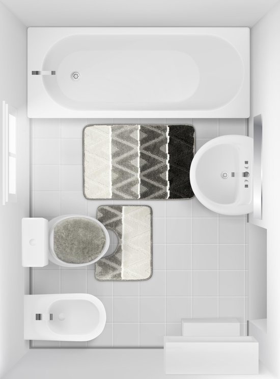 Unyqoos® Driedelige badmat set met antislip en wasbare zachte structuur voor badkamer
