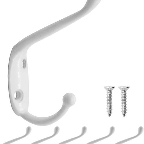 Unyqoos® Set van 5 veelzijdige witte haken voor kleding en handdoeken in vintage stijl
