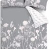 Unyqoos® Enkel Dekbedovertrek Set met Bloemenprint en Kussenslopen in Roze en Grijs