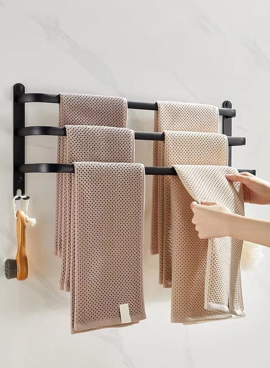 Unyqoos ® Ruimtebesparende Handdoekhouder met Dubbele Montageopties voor Badkamer