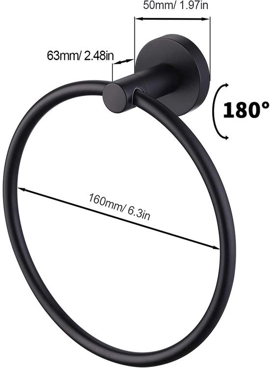550x750-7.jpg Unyqoos® Ronde handdoekhouder in mat zwart voor badkamer en keuken