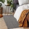Unyqoos® Stijlvol katoenen boho tapijt met visgraatpatroon en kwasten 60x130 cm
