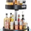 Unyqoos® Roterend Keukenrek en Organizer in Zwart Roestvrij Staal voor Kruiden en Meer