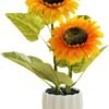 Unyqoos® Realistisch ogende gele kunstbloemen in pot voor interieurdecoratie
