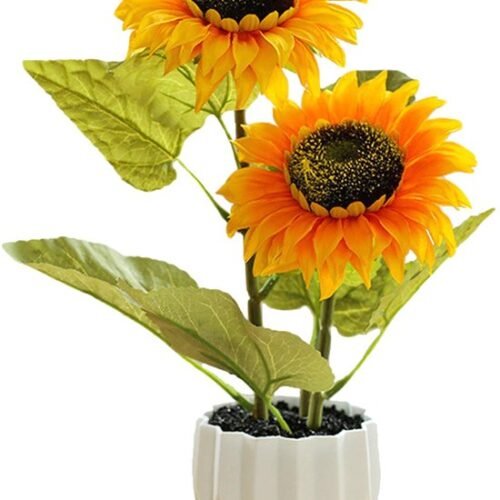 Unyqoos® Realistisch ogende gele kunstbloemen in pot voor interieurdecoratie