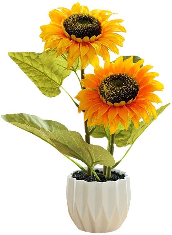 Unyqoos® Realistisch ogende gele kunstbloemen in pot voor interieurdecoratie