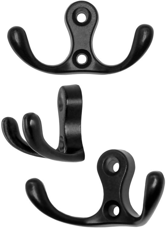 550x754-3.jpg Unyqoos® Set van vijf zwarte dubbele haken voor stijlvolle wandmontage