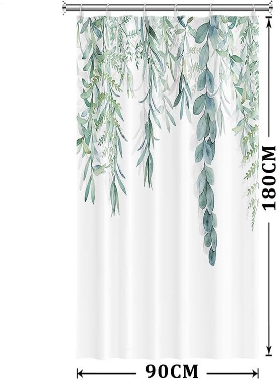 Unyqoos® Stijlvol en Waterdicht Douchegordijn met Eucalyptus Print voor een Frisse Badkamerervaring