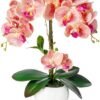 Unyqoos® Onderhoudsvriendelijke kunstorchidee in elegante keramische pot van 40 cm