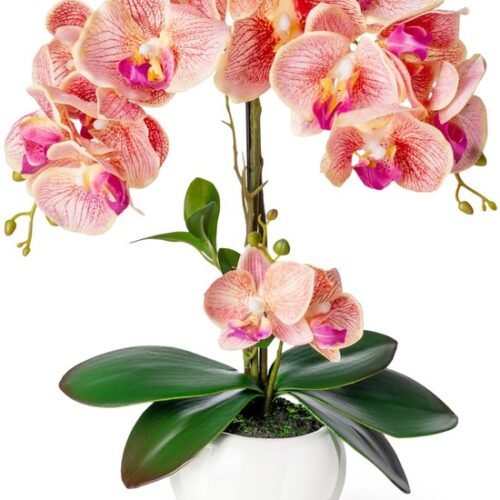 Unyqoos® Onderhoudsvriendelijke kunstorchidee in elegante keramische pot van 40 cm