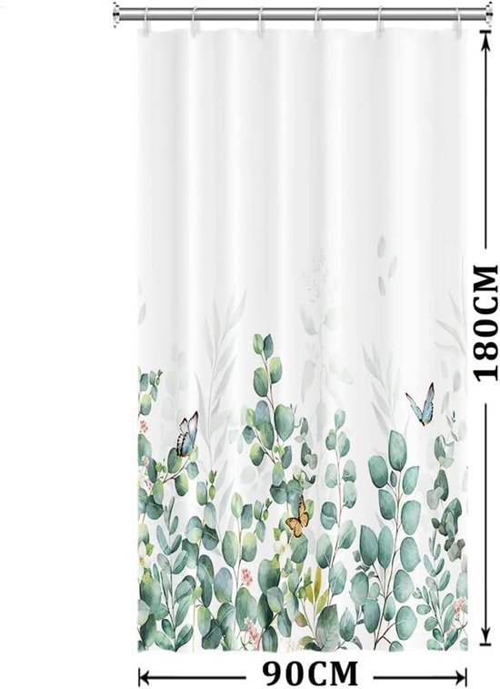 Unyqoos® Waterdicht Douchegordijn Met Eucalyptusprint Voor Luxe Badkamerervaring Met Schimmelbestendige Eigenschappen