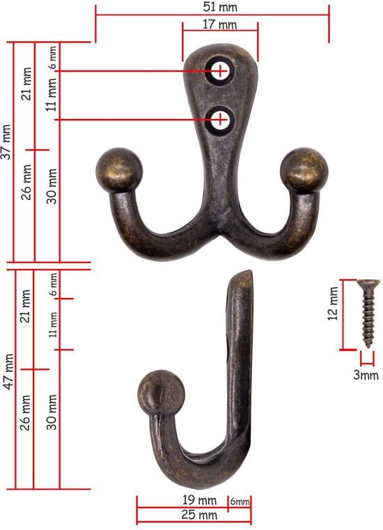 550x761-12.jpg Unyqoos® Set van vijf vintage dubbele haken voor stijlvolle organisatie in huis