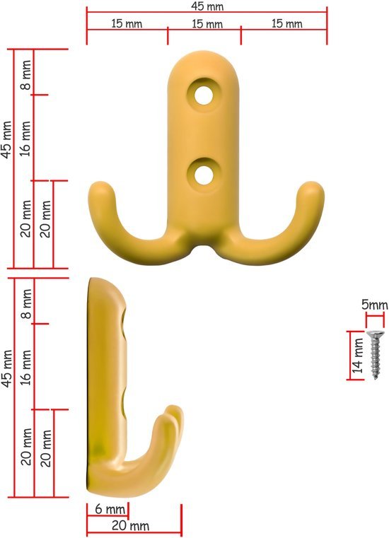 550x761-13.jpg Unyqoos® Set van vijf kleurrijke dubbele haken voor kinderkamers en kleuterscholen