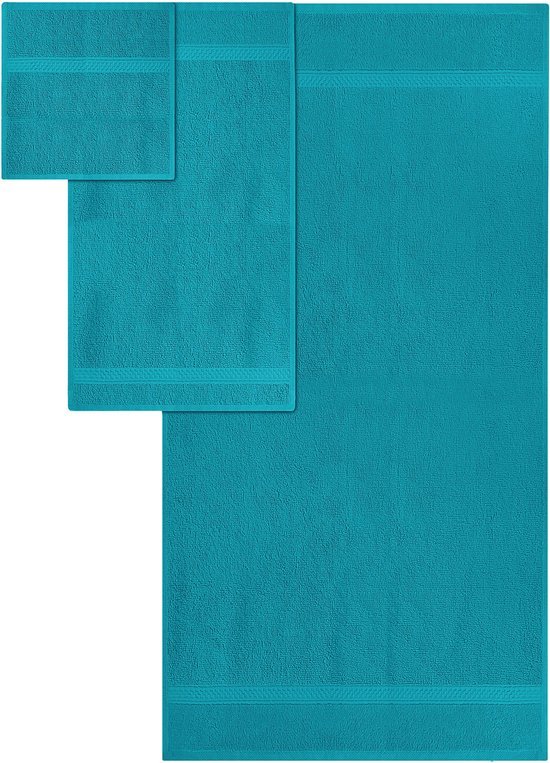 Unyqoos® Complete Luxe Badkamer Handdoekenset van Zacht Katoen met Ophanglussen in Verfrissend Turquoise