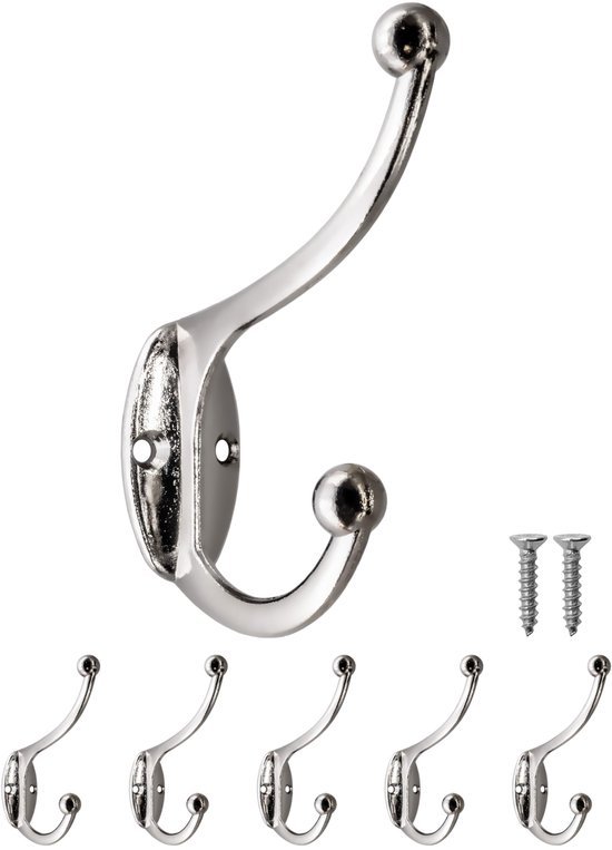 Unyqoos® Set van vijf elegante zilveren wandhaken voor diverse interieurstijlen