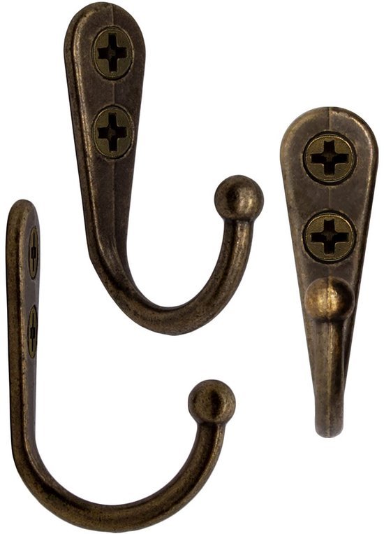 Unyqoos® Set van 10 vintage wandhaken in antiek bronzen gietijzer voor elke ruimte