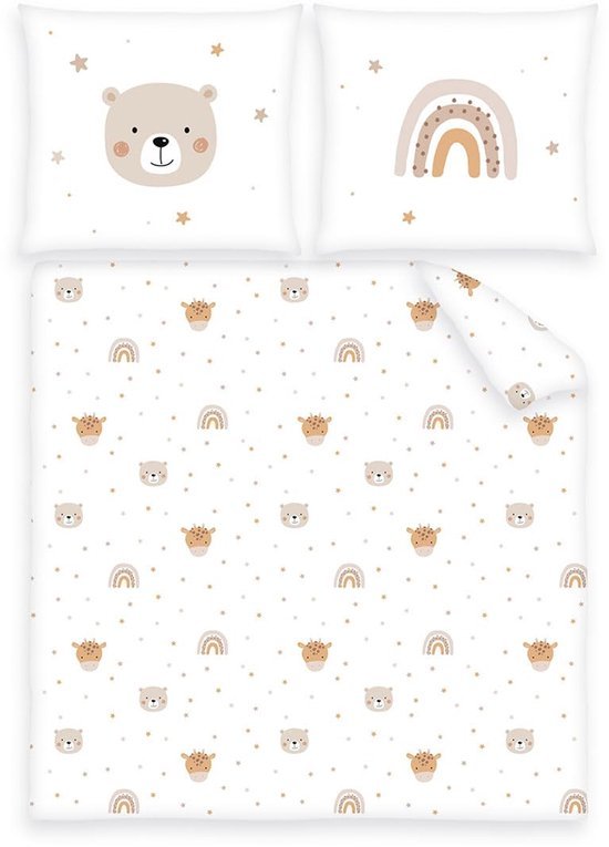 Unyqoos® Ademend en schattig wiegbeddengoed met omkeerbare kussensloop en dekbedovertrek