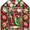 Unyqoos® 70-delige set kerstdecoraties in rood en wit voor feestelijke sfeer