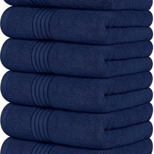 550x771-5.jpg Unyqoos ® Ultrazachte en Hoogwaardige Handdoekenset van 100% Gekamd Katoen - Verpakking van 6 Stuks, Marineblauw