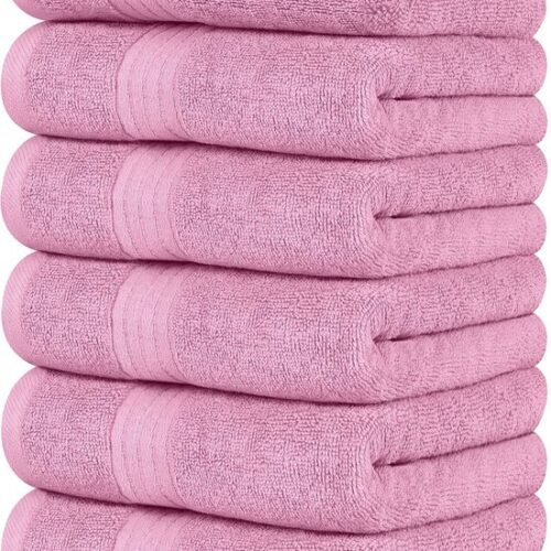550x771-6.jpg Unyqoos ® Zachte en Absorberende Handdoekenset van 100% Katoen voor Optimale Luxe, Set van 6, Roze