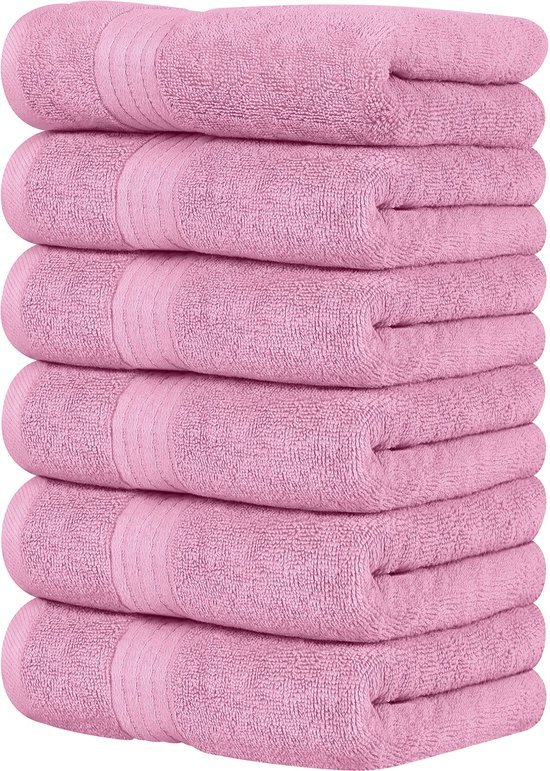 550x771-6.jpg Unyqoos ® Zachte en Absorberende Handdoekenset van 100% Katoen voor Optimale Luxe, Set van 6, Roze