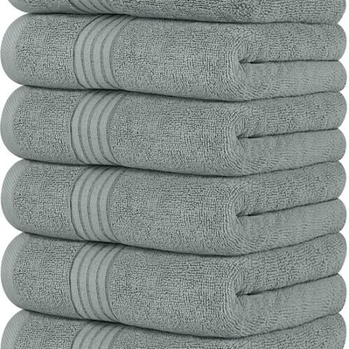 550x771-7.jpg Unyqoos ® Zachte en Luxe Handdoekenset van Katoen - Absorberend en Comfortabel voor Dagelijks Gebruik (Set van 6, Grijs)