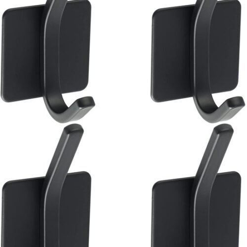 Unyqoos® Zwarte zelfklevende kapstokhaken van roestvrij staal voor veelzijdig gebruik in huis