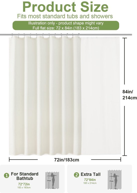 Unyqoos® Waterafstotend douchegordijn met wafelpatroon en verzwaarde zoom in beige