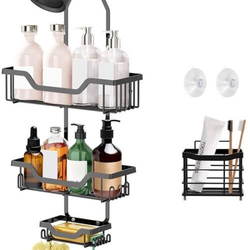 Unyqoos® Hangende douche-organizer zonder boren met stevige bevestiging en haken